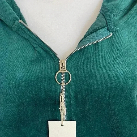 Reflex Green Zip Front Velour Hoodie - Picture 4 of 14